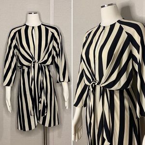 Topshop black & white striped long sleeve dress